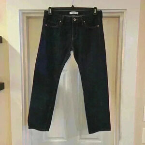 Ines De La Fressange Womens Cotton Straight Slim Dark Blue Jeans Size 11